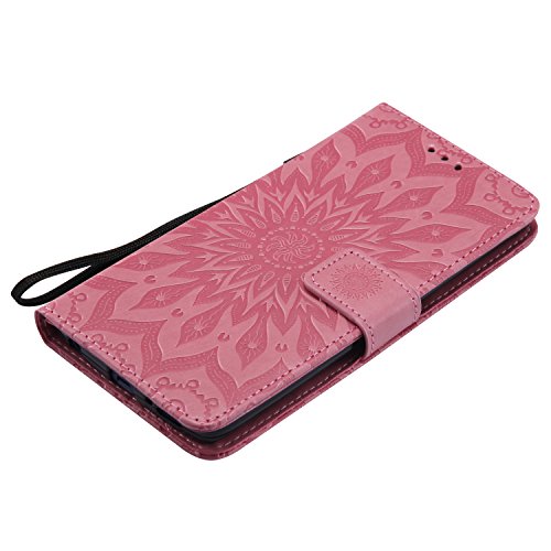 Cotdinforca Case For Lg V10 Flip Emboss Mandala With Card Holder Slot Pockets, Magnetic Closure Premium Pu Leather Case Cover For Lg V10 (2015). Mandala Pink #TOP5