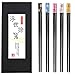 5 colores Palillos, 5 colores palillos fibra de vidrio reutilizables palillos aptos para lavavajillas con, estilo japonés y chino flor de riqueza, 9.4 pulgadas(exquisita caja de regalo)