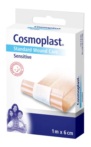 Cosmoplast 540763 - Enlucidos para heridas sensibles, 1 m x 6 cm, paquete de 10 unidades