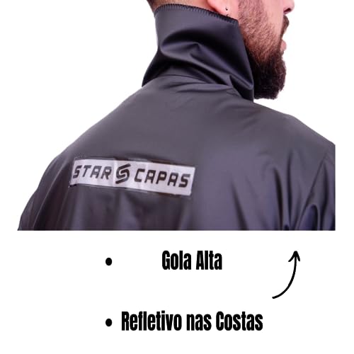 Capa Conjunto Roupa De Chuva Frio Pvc Preto Impermeável Motoqueiro Motoboy Motoclista Resistente Mas