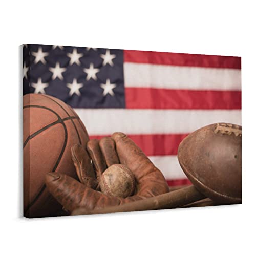 Baseball & Basketball & Rugby & Flag Art Posters, Room Aesthetics Wall Art Sports Decor Canvas Wall Art Prints For Wall Decor Room Decor Bedroom Decor Gifts 24X32Inch(60X80Cm) Frame-Style #TOP18
