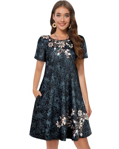 Image of Summer Dresses for Women Casual Tshirt Dress Beach Sundress with Pockets