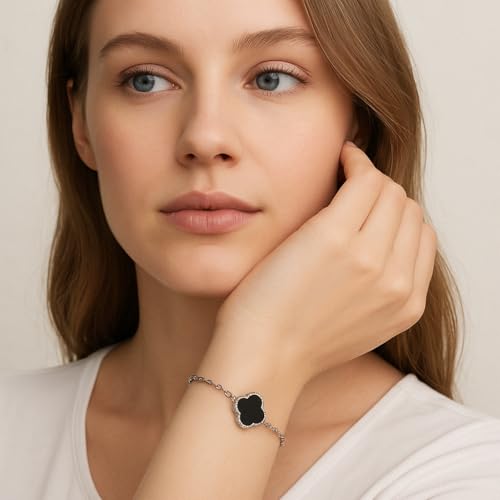 Image of Lucky Charm Clover Bracelet for Women | 925 Sterling Silver with 18K Gold Plating | Adjustable & Anti-Tarnish | Stylish Designer-Inspired Jewelry