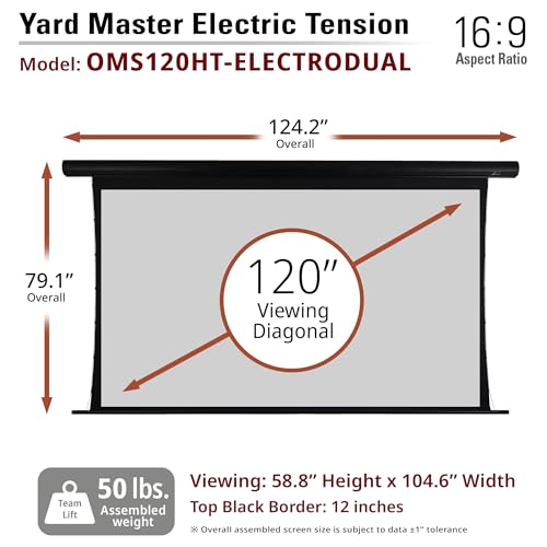 Image of Elite Screens Yard Master Wireless 125 inch Outdoor Motorized Projector Screen 16:9, Battery Powered, RF Remote, IPX3 Weather Resistant, 4K /8K Ready, Patio Home Theater OMS125WH-BAT-ELEC