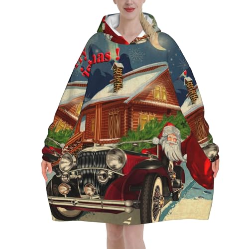 Sweat à capuche couverture chaud en peluche douce et ample motif Noël