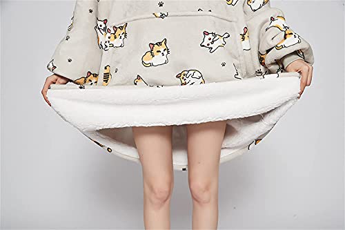 Sacebeleu Decke Hoodie Sweatshirt,Flauschige Sherpa TV-Decke mit Ärmeln,Oversized Kapuzen Pullover Kuscheldecke mit Känguru Tasche,Flanell Fleecedecke,Einheitsgröße für Damen,Herren