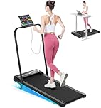 Walking Pad with Incline, 3 in 1 Treadmills for Home Foldable, 2.5HP Electric Under Desk Treadmill with Handle Remote Control & LED Display for Home/Office Cardio Fitness Exercise (Black-Incline)