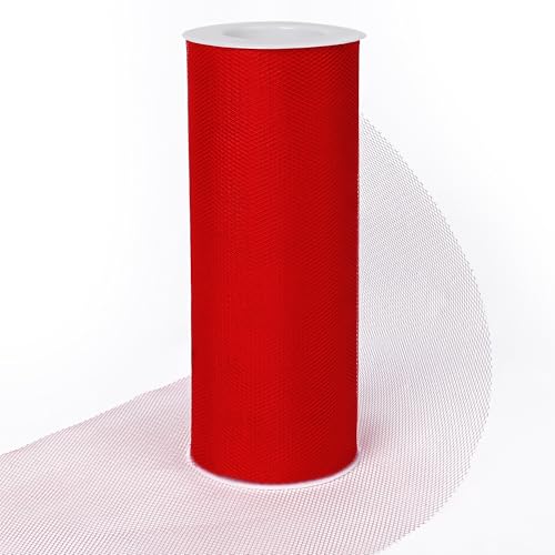 BVIEAKD Red Tulle Ribbon Roll 6 Inch x 25 Yards Perfect for DIY Tutus Gift Wrapping Wedding Baby Shower