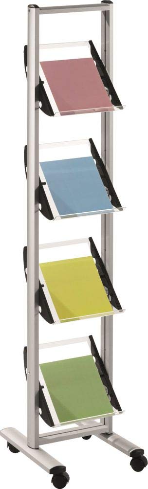 Prospektständer Floor Stand mit Acrylböden, für Format 4xA4, aluminium/glasklar