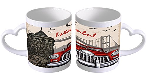 LEotiE SINCE 2004 Kaffeetasse mit Herzgriff Kaffeebecher Becher Tasse Mit Fotodruck Fototasse Reisen Küche Istanbul Herz Griff