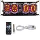 【Nixie Tube Desktop-Uhr】Die 4-stellige digitale Röhrenuhr in IN-8 ist eine stilvolle und praktische Desktop-Uhr. Es verfügt über eine erweiterte Version mit LED-Hintergrundbeleuchtung und wird mit einer Fernbedienung geliefert.