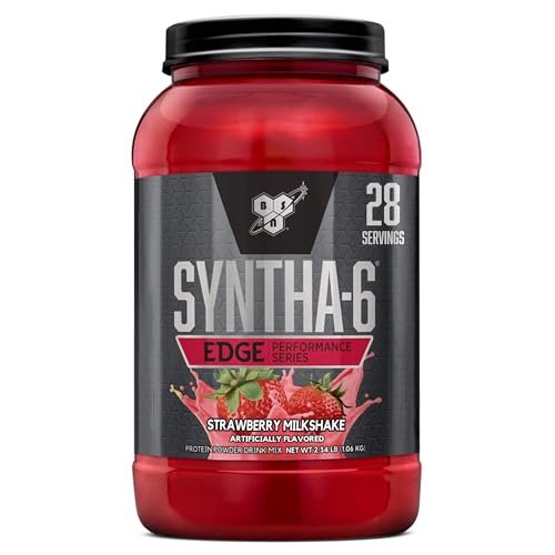 Image of BSN SYNTHA-6 EDGE Protein Powder, Strawberry Protein Powder with Hydrolyzed Whey, Micellar Casein, for Muscle Gain, Low Sugar, 24g Protein, Strawberry Milkshake, 28 Servings, 2.34 Pound (Pack of 1)