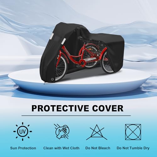 GJMZTQG Trike Cover, 3-Wheel Bike Cover, 600D Oxford Cloth Waterproof, UV Resistant, Tear Resistant, Black, 75*30*44 in by GJMZTQG - Image 4