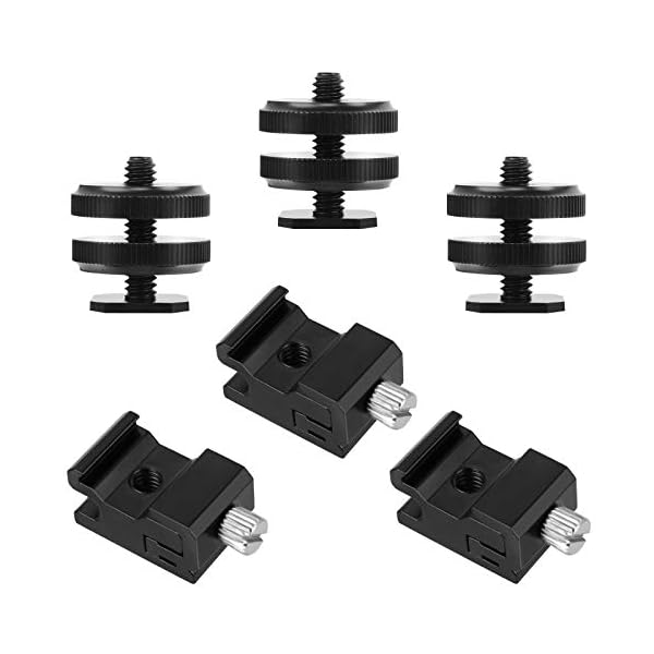 Iyowei 3 Set Blitzschuh Adapter enthält 3 Kamera Blitzschuhadapter 1/4" Stativschraube und 3 einstellbare Metall Blitzschuhhalterung Blitzhalterung Lampenhalter für Stativ DSLR Kamera LED Licht Flash