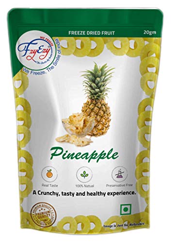 Image of FzyEzy Healthy Dried Pineapple Fruits Candy /Chips /Slices | High Dietary Fibers & Antioxidant| Boosts Digestion| Good Snacks for Kids & Adults (20gm)