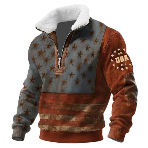 Sweat-shirt pour homme col zippé sans capuche, haut décontracté confortable
