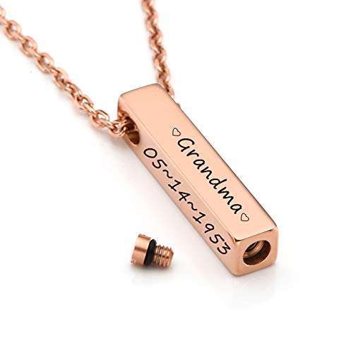 Sunligoo Personalized Customized Stainless Steel Necklace Bar Cremation Urn Ashes Pendant Necklaces