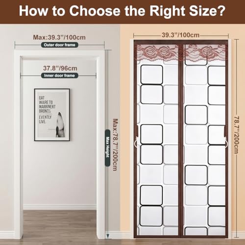 Image of HASTHIP Mosquito Net for Doors with Magnet Insulated PVC Door Mosquito Net Magnetic with Auto Closure, Self Adhesive Hook and Loop, Windproof Dustproof Privacy Curtain, 100x200cm
