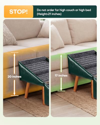 Image of Dog Stairs for Small Dogs Faux Leather Foldable Pet Ramp and Ottoman,