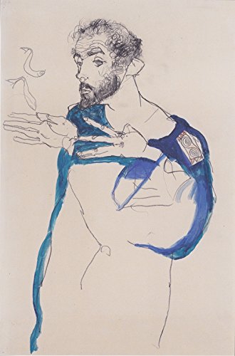 Gustav Klimt blauen Malerkittel Schiele affiche encadrée