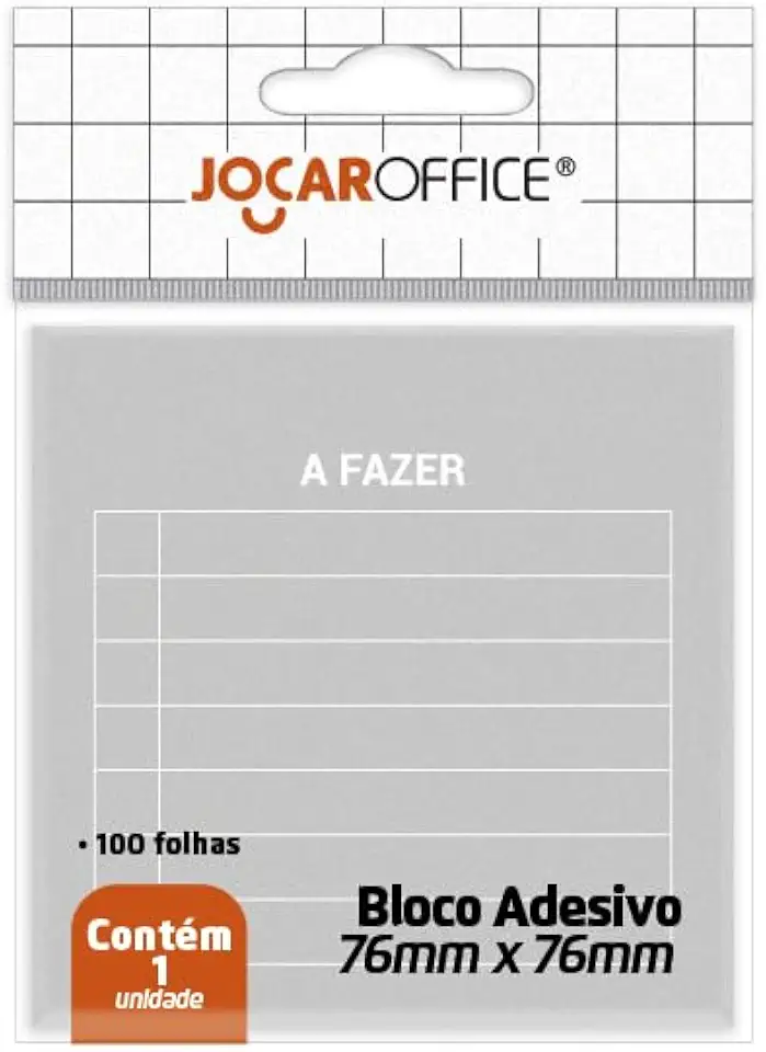 BLOCO ADESIVO A FAZER CINZA 76MMX76MM 100F CX/ 12 BLOCOS JOCAR OFFICE
