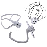 ELSOON K45DH Dough Hook & K45B Flat Beater & K45WW Wire Whip-3 Pieces Replacement for KitchenAid 4.5QT Tilt-Head Stand Mixers
