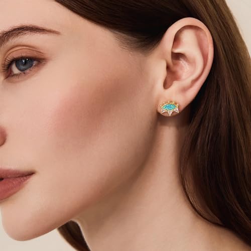 Cicy Bell Womens 18k Gold Plated Brass Stud Earrings Evil Eye Crown Trendy Cubic Zirconia Opal Dainty Flat Back Earrings Jewelry Gifts for Friends2