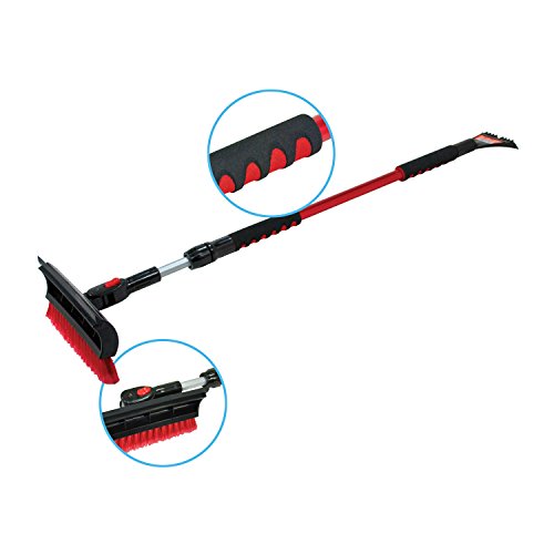 Emsco 1721 Bigfoot 60" Telescoping Snowbroom and Ice Scraper-One Touch Pivoting Head and Enhanced Foam Grip Snow Brush, Inch