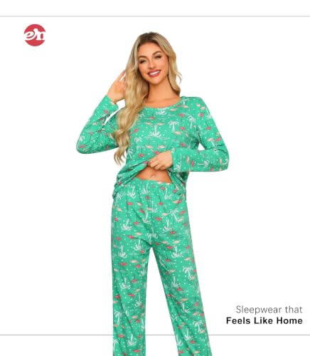 Image of ENJOYNIGHT Womens Pajama Set Cotton Pjs Long Sleeve Sleepwear with Pockets