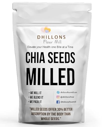 Milled Chia Seeds | Cold Milled Chia Seeds for Greater Absorption | Perfect in Smoothies and for Baking | Low Carb | Keto Friendly | Manufactured in The UK by Dhillons Flour Mill (500g)