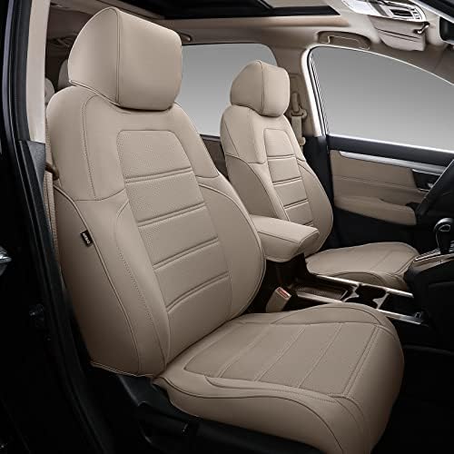 PTYYDS Fit Honda CRV Seat Covers Full Set Front and Rear Car Seat Covers for Honda CR-V 2017 2018 2019 2020 2021 2022 Accessories (Fit 2017-2022 CRV,Beige)