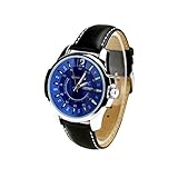 Datumsanzeige City Orkina Herren-Armbanduhr, silberfarbenes Gehäuse, Datumsanzeige, blaues Zifferblatt, Lederarmband, modische Armbanduhr