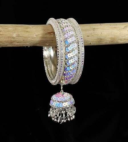 Image of NMII Ethnic Wear Bangles Gold-Tone Alloy with Musical Ghungroo Charms | Women Fashionable Jewelry | Designer Bracelet Bangles For Girls | Viral Kashmiri Chudiya for Weddings, Festivals & Parties