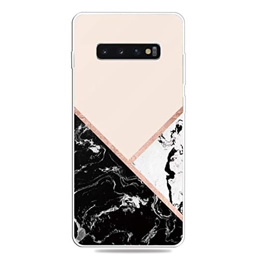 ChoosEU kompatibel med skal Samsung Galaxy S10 Plus skal silikon mönster marmor transparent mobilskal för flickor kvinna man, tunn genomskinlig stöttålig fodral skyddsskal – rosa