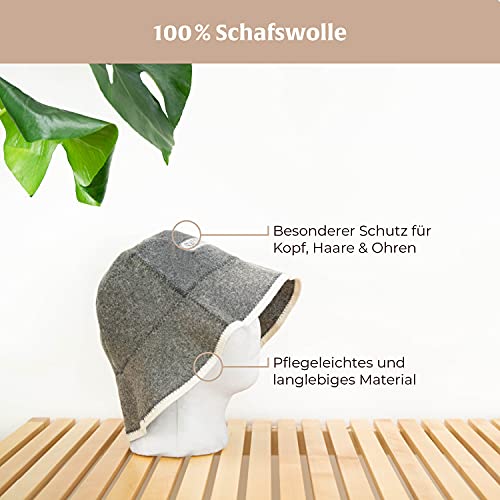 Saunahut - Modell mit Aufschrift - Sauna - 100% Wollfilz - Saunamütze aus Filz für Damen und Herren