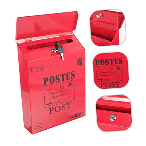 Yardwe Wall Mounted Mailboxes Mailbox Box Tin Mailbox Iron Hanging Wall Mount Mailbox #TOP1