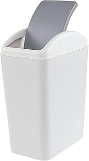 4.5 Gallon Swing Top Trash Can, Plastic Garbage Can with Swing Lid (Gray)