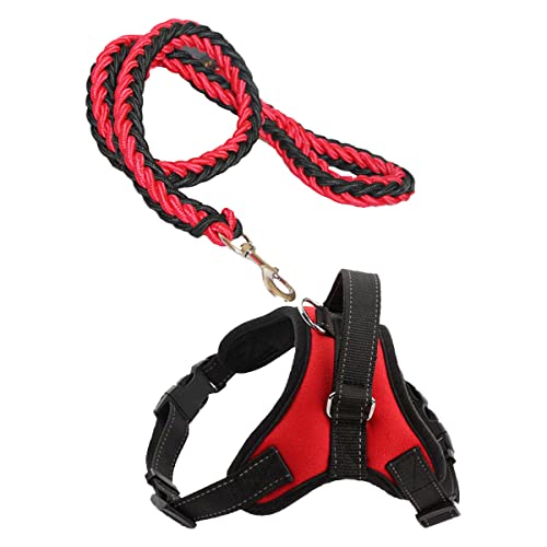 No Pull Medium/Small Dog Harness and Lead Set Small Sized Dog Adjustable Soft Breathable with 130cm Dog Leash for Outdoor Walking Training (Medium)