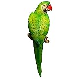  Ruiting Papagei Skulptur Simulierter Papagei Kunstharz Handwerk Kreativ deko für Draußen Garten Balkon Veranda Wohnzimmer (Kopf nach rechts schauend) Grün Papagei 1 Stück.