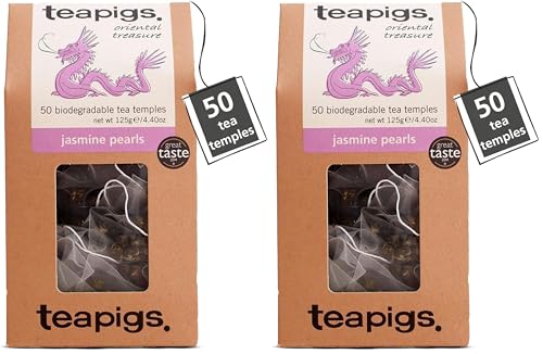 Image of Teapigs Jasmine Pearls Tea Bags Made With Whole Leaves(2 Pack of 50 Tea Bags)
