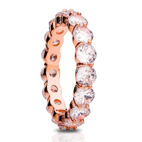 OVIEDO JEWELRY 4mm,Eternity Titanium Ring,Rose Gold,CZ Gems,Titanium Wedding Ring,Anniversary,Engagement,Women's Ring