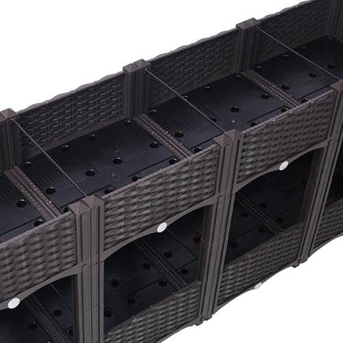 Jardinera elevada modular exterior con macetas apilables y patas para terraza 7