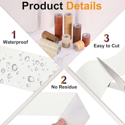 Image of PATIKIL Wood Grain Tape 12 inch x 32 ft, Self-Adhesive Wood Texture Repair Tape Realistic Wooden Effect Patch for Furniture Cabinets Floor Walls, White Wood Grain