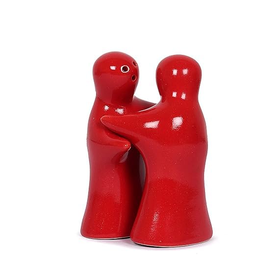Image of Qimacplus Hug Design Salt and Pepper Shakers Charming Couple Set for Retro Farmhouse Decor, Ideal Kitchen Accessories for Home Decor (Red)