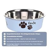 Hundenapf personalisiert aus Edelstahl M 800 ml Hellblau – rutschfest, leicht & hygienisch – Futter- & Wassernapf mit Namen für große Hunde & Katzen