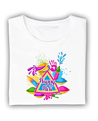Image of Decor Production Men's /Women's Regular Fit -Colourful - Holi Tshirt Shirt for Men /Women Printed Round Neck Tshirt || Mens /Womens Tshirts Polycotton Half Sleeve
