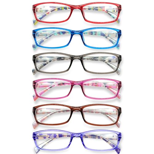 Image of Henotin 6-Pack Reading Glasses Blue Light Blocking Anti Eyestrain Computer Reading Glasses for Women and Men Readers (Mix Color-A, 2.50, Diopters)