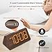 DreamSky Wooden Digital Alarm Clocks for Bedrooms - Electric Desk Clock with Large Numbers, USB Port, Loud Alarm for Heavy Sleepers, Adjustable Volume, Dimmer, Snooze, DST, Wood Décor, Adapter Powered