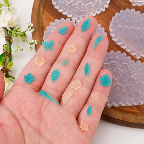 6pcs Polymer Clay Silicone Molds, Various Patterns Butterfly Flower Leaves Mini Silicone for Crafts Pottery Cutters for Jewelry Earring Making DIY and Decor - Thumbnail 6