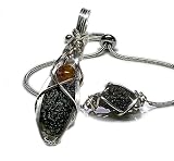 Rocks2Rings Genuine Moldavite Crystal with Super Seven Crystal Necklace Pendant Real Czech Republic Tektite Healing Stones Jewelry Super 7 Graduation Gift M7G (Bundle Savings 2.3)